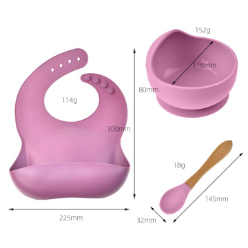 Conjunto de alimentação de bebê ecológico antiderrapante de silicone para alimentação de bebê de baixo moq tigela de silicone colher garfo copo